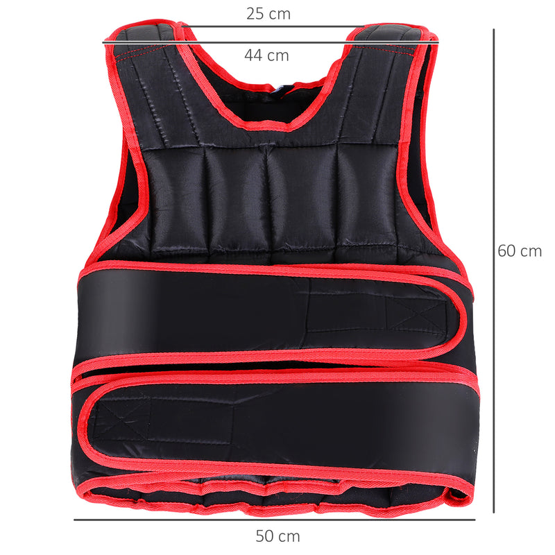 20kg Metal Sand Weight Adjustable Unisex Trainer Vest Black/Red