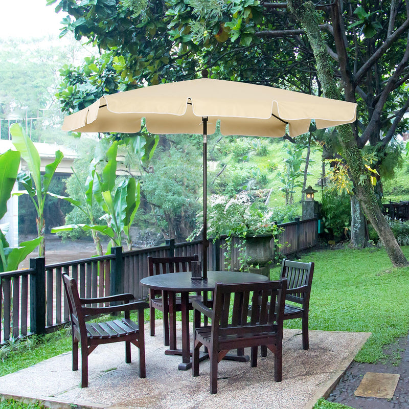 Aluminium Sun Umbrella Parasol Patio Garden Rectangular Tilt 2M x 1.25M Beige