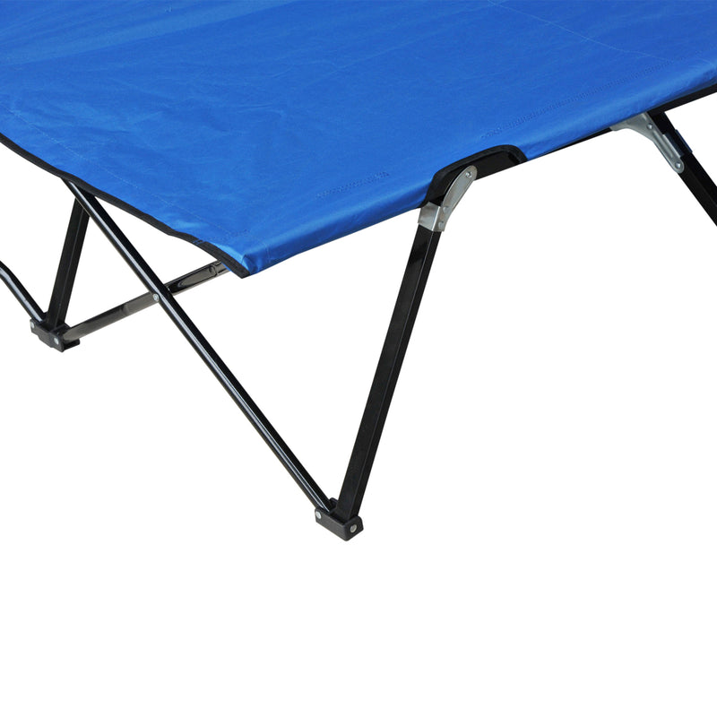 Double Camping Cot Foldable Sunbed Outdoor Patio Sleeping Bed Super Light w/ Carr Bag (Blue)