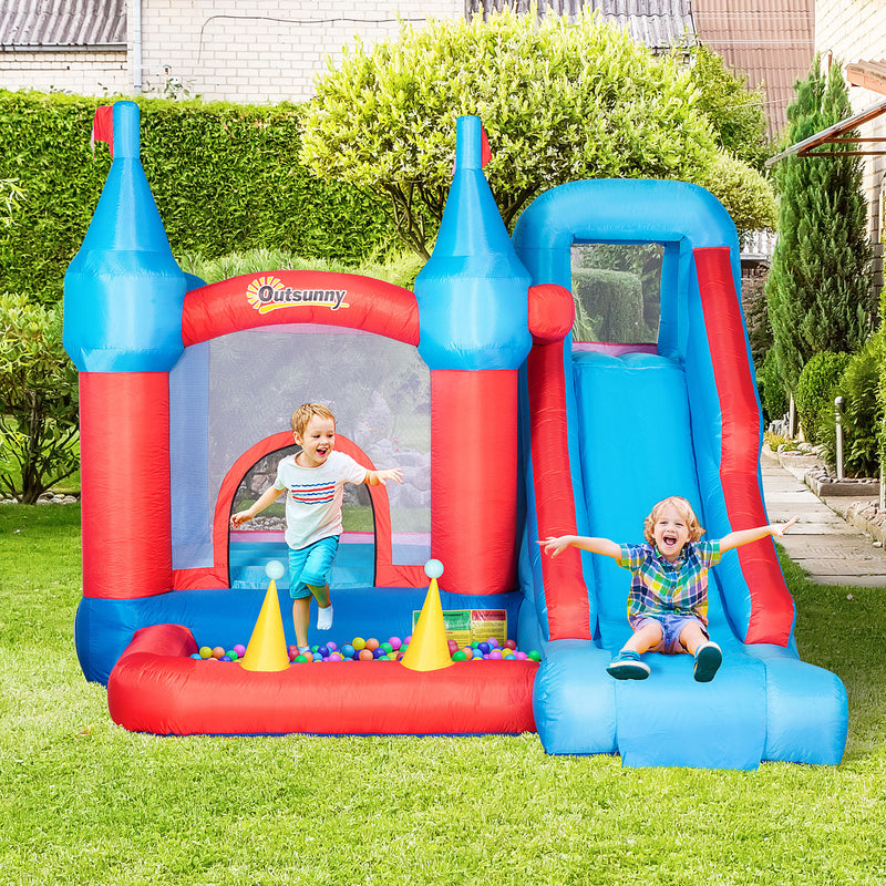 5 in 1 Kids Bounce Castle Large Inflatable House Trampoline Slide Water Pool Climbing Wall with 450W Inflator Carrybag for Kids Age 3-8