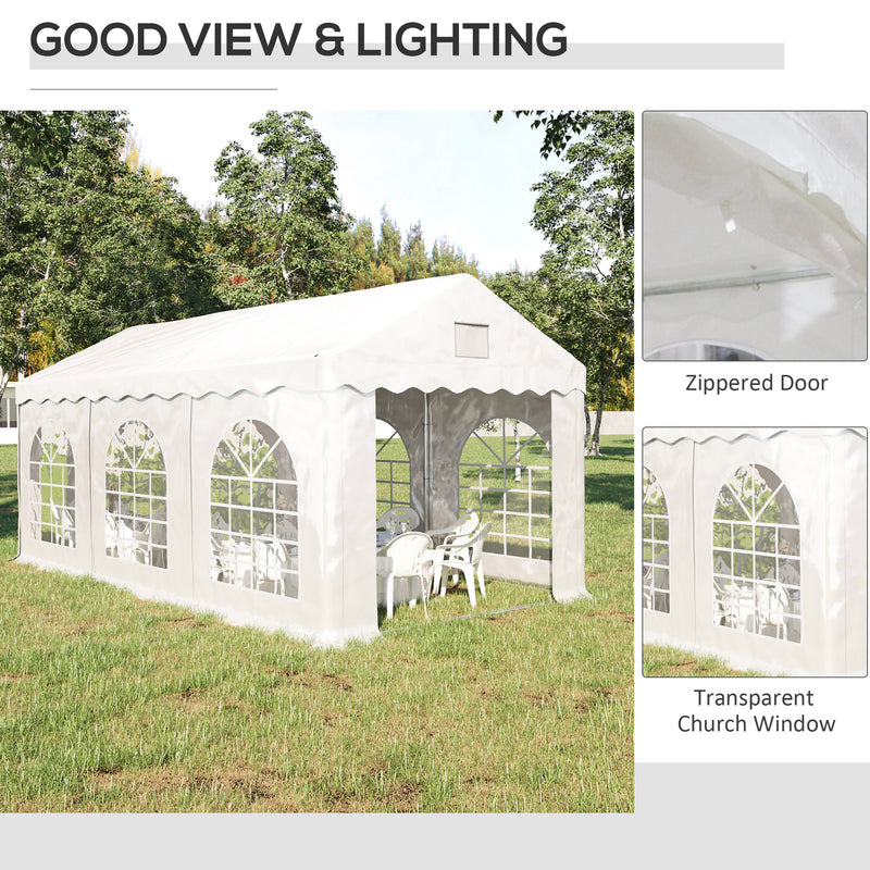 6 x 3 m Gazebo Canopy Party Tent with 4 Removable Side Walls and Windows for Outdoor Event, White