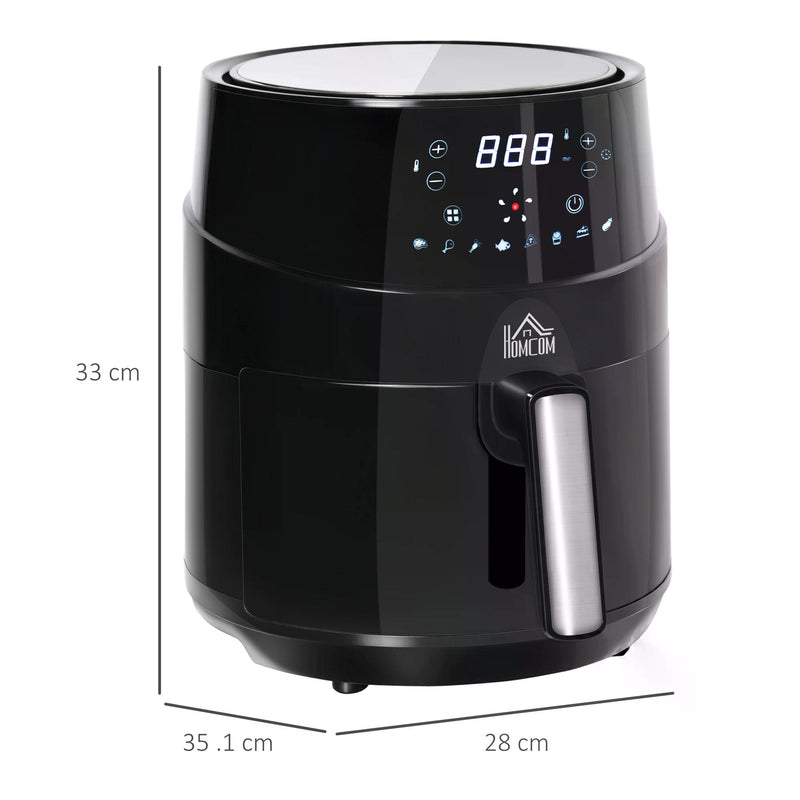 4.5L Digital Air Fryer, 1500W W/ Digital Display, Rapid Air Circulation, Adjustable Temperature, Timer and Nonstick Basket, Black