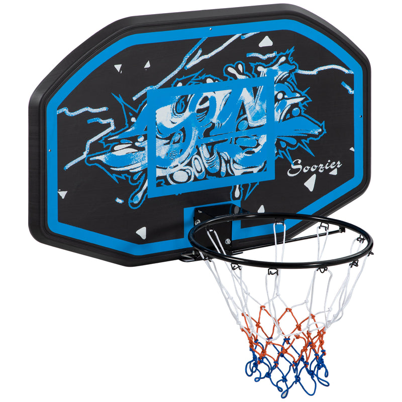 Wall Mounted Basketball Hoop, Mini Basketball Hoop and Backboard for Kids and Adults, Outdoors and Indoors Door & Wall Use, Blue and White