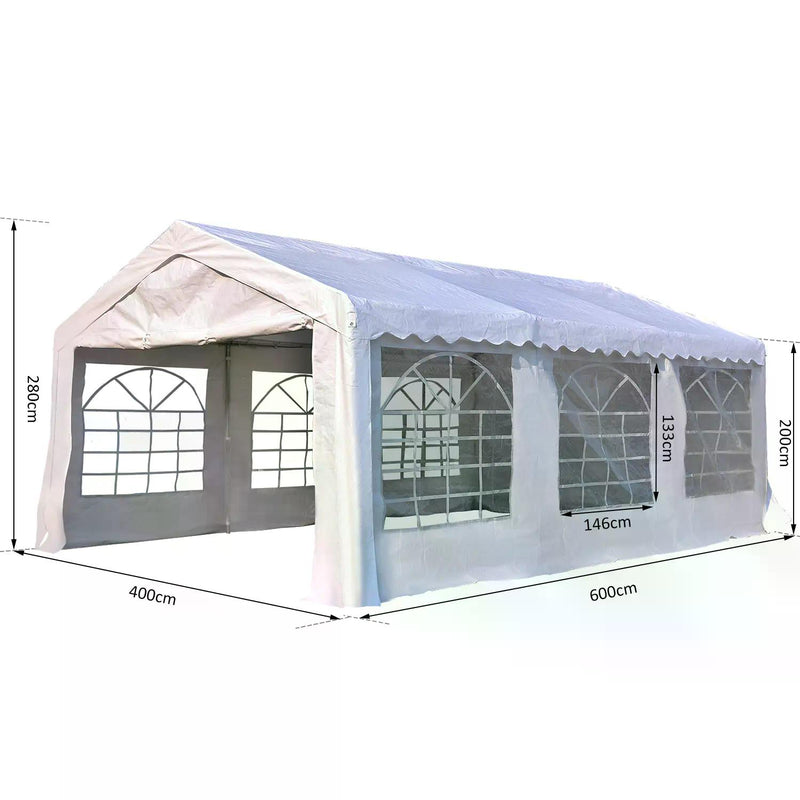 6m x 4 mParty Tents Portable Carport Shelter w/ Removable Sidewalls & Doors Party Tent Shelter Car Canopy