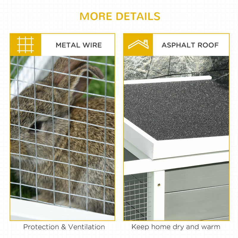 Indoor Outdoor Wooden Rabbit Hutch Small Animal Cage Pet Run Cover, with UV-resistant Asphalt roof and Water-repellent Paint