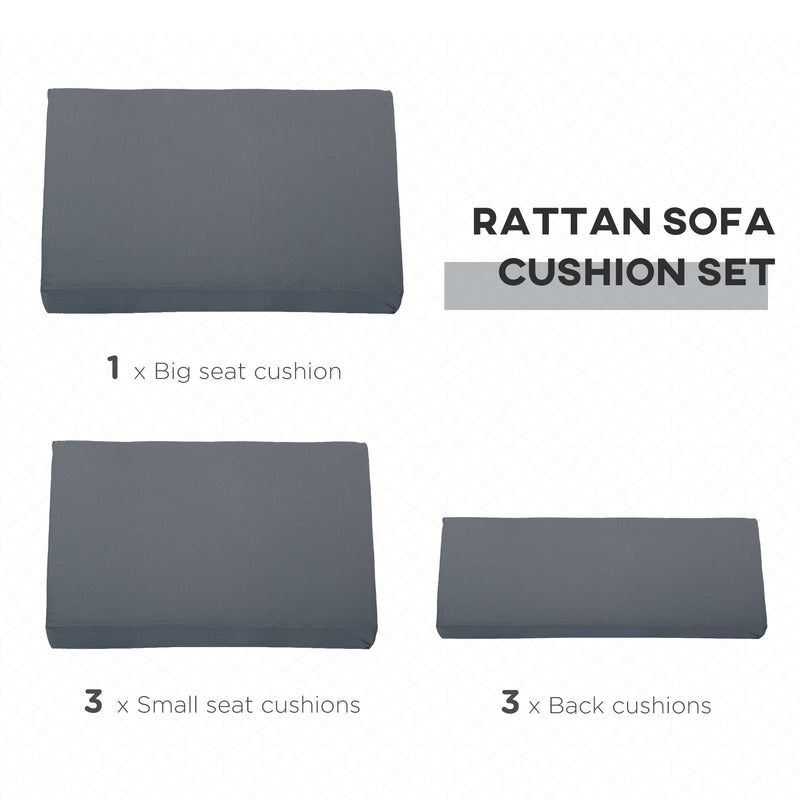 Outdoor Cushion Pad Set for Rattan Furniture, 7 Piece Garden Furniture Cushions, Patio Conversation Set Cushions, Lightweight, Grey