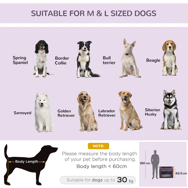 90cm Pet Carrier Portable Cat Carrier Foldable Dog Bag, Pet Travel Bag with Cushion for Medium and Large Dogs, Purple