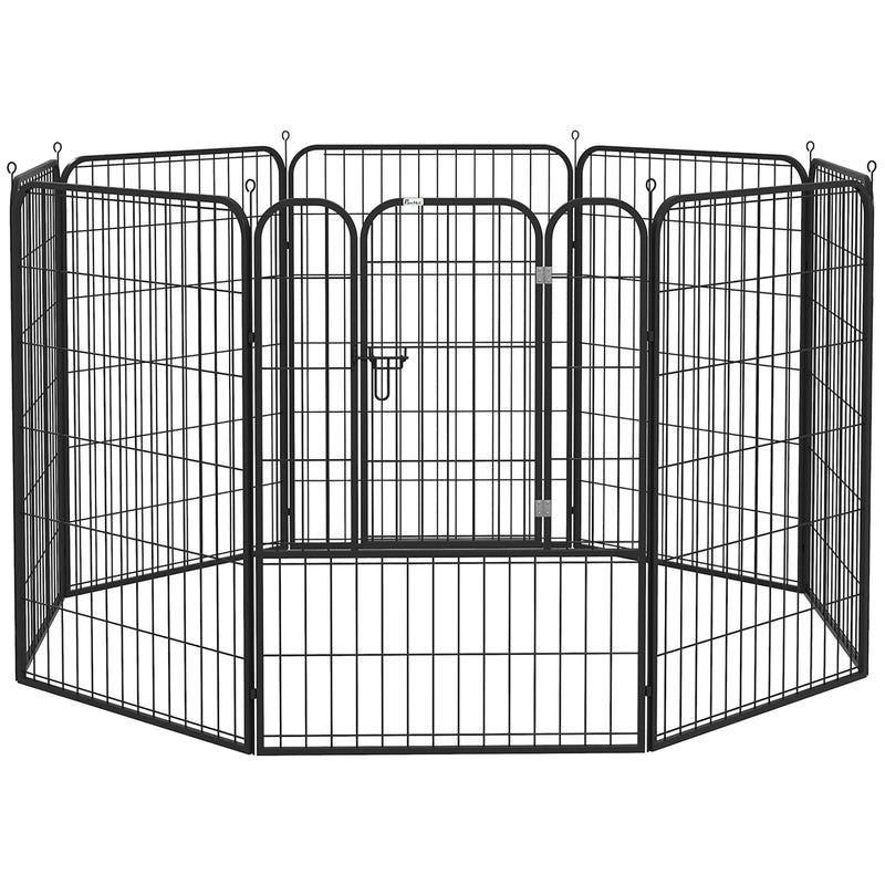 Heavy Duty 8 Panel Dog Play Pen Pet Playpen for Puppy Rabbit Enclosure Foldable Indoor Outdoor 80 x 100 cm