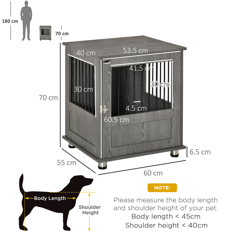 Dog Crate Furniture, Wooden End Table, Small Pet Kennel with Magnetic Door Indoor Crate Animal Cage, Grey