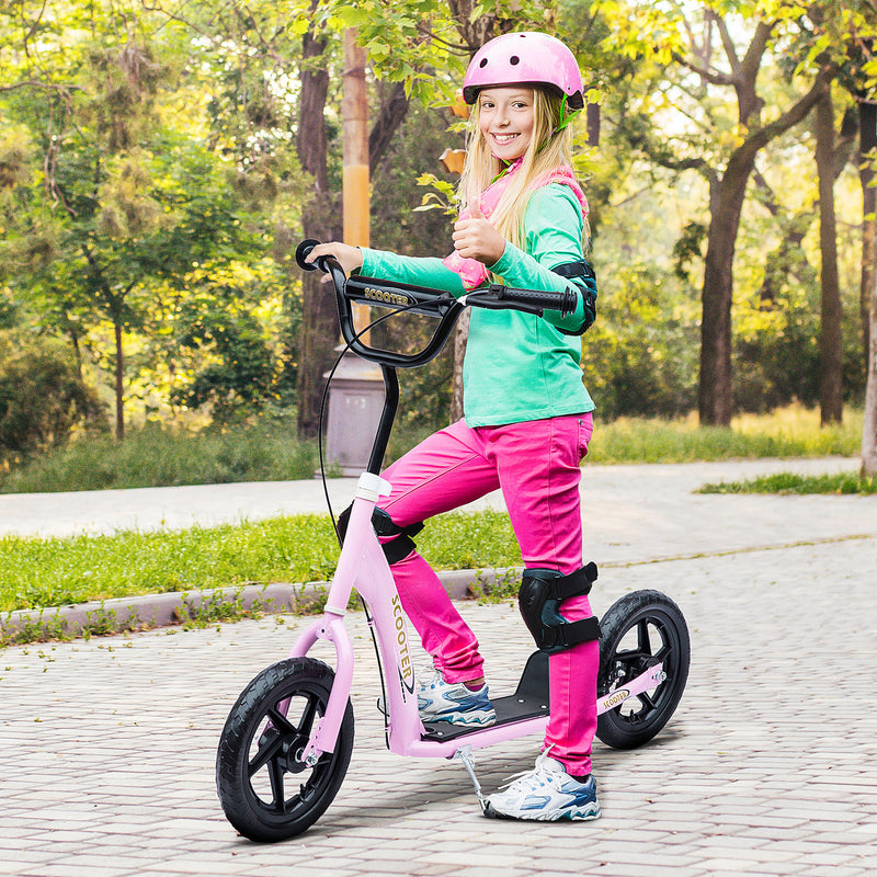 Teen Push Scooter Kids Children Stunt Scooter Bike Bicycle Ride On 12" EVA Tyres, Pink