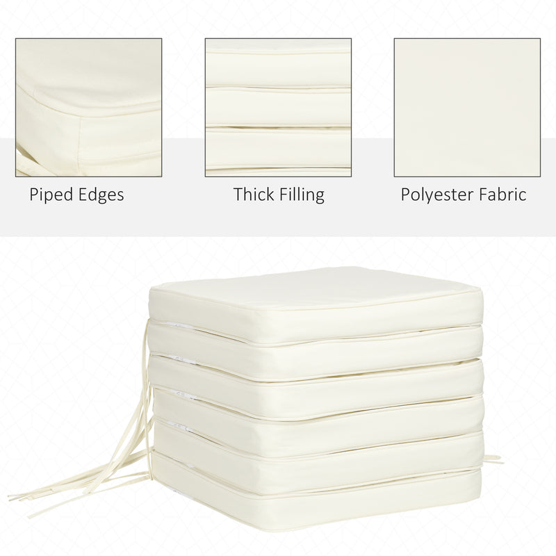 Set of 6 Pcs Chair Cushion, 42Lx42Wx5T cm-Cream White