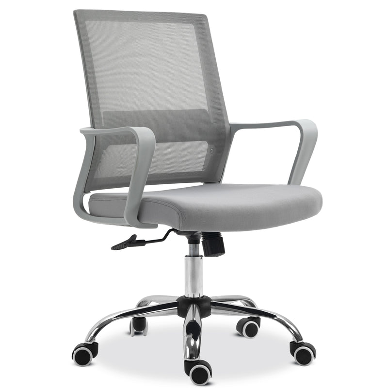 Ergonomic Office Chair Adjustable Height Breathable Mesh Desk Chair w/Armrest and 360° Swivel Castor Wheels Grey