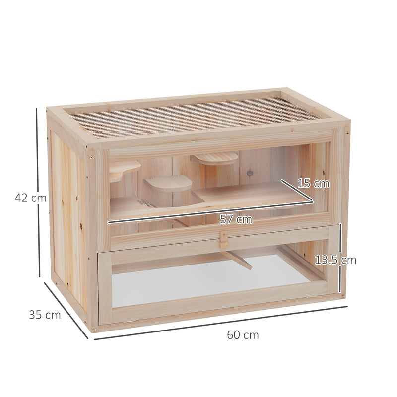 Wooden Hamster Cage Small Animal House Pets at Home, 60 x 35 x 42 cm