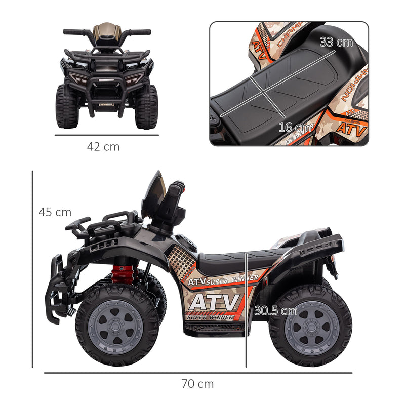 Kids Ride-on Four Wheeler ATV Car with Real Working Headlights, 6V Battery Powered Motorcycle for 18-36 Months, Black