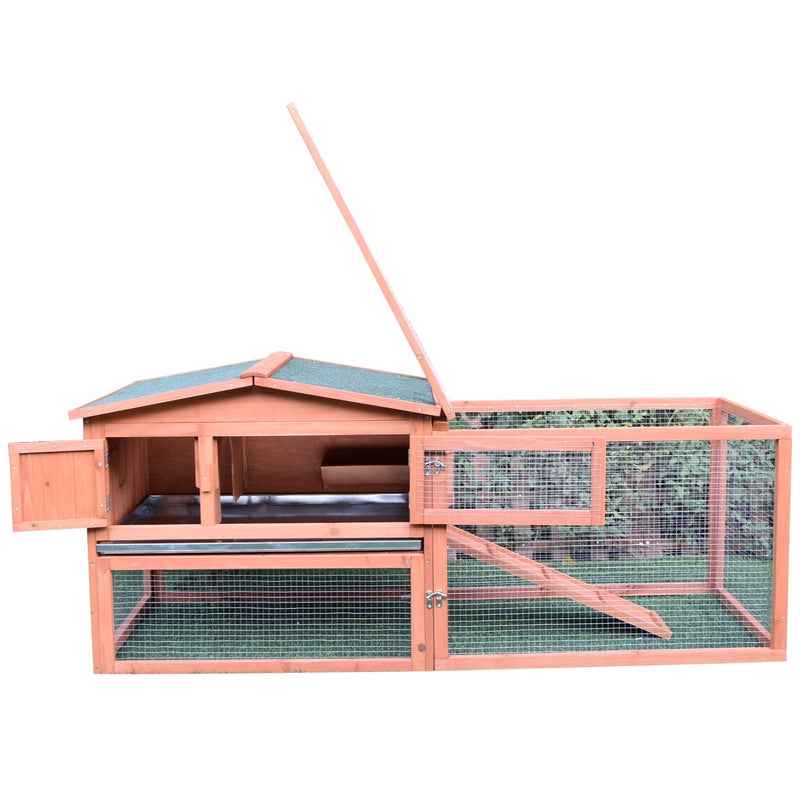 2 Floor Wooden Rabbit Hutch Bunny Cage House Chicken Coop Outdoor Garden Backyard 158 x 58 x 68 cm