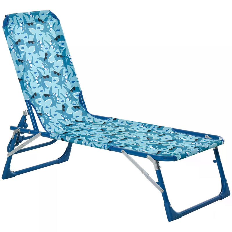 Lounge Chair for Kids Recliner Foldable Portable with Adjustable Backrest Outdoor Beach Pool Camping 118 x 40 x 24cm Blue