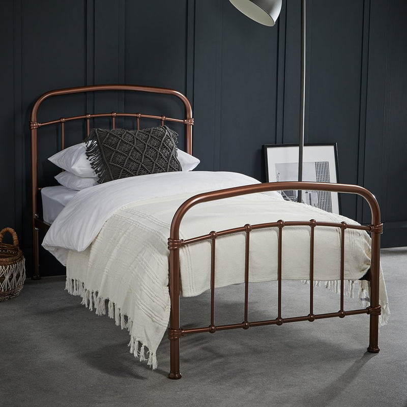 Halston 3.0 Single Copper Bed - Bedzy Limited Cheap affordable beds united kingdom england bedroom furniture