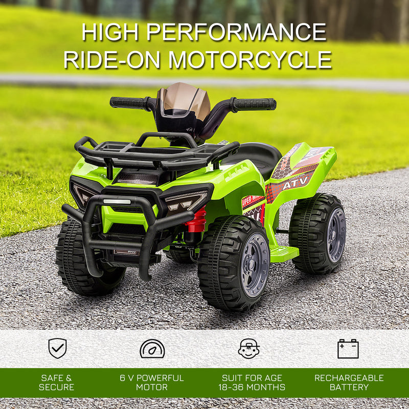 Kids Ride-on Four Wheeler ATV Car with Real Working Headlights, 6V Battery Powered Motorcycle for 18-36 Months, Green