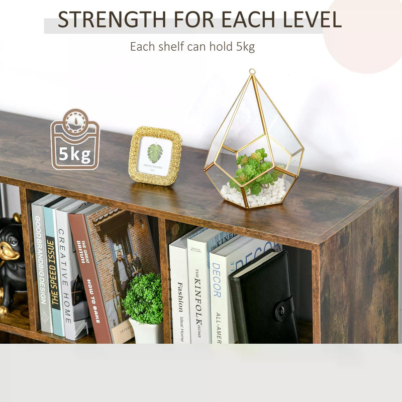 Storage Shelf 3-Tier Bookcase Display Rack Home Organizer for Home Office, Living Room, Playroom, Rustic Brown
