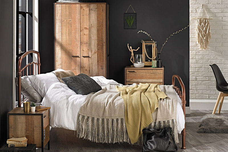 Hoxton 3 Drawer Chest Distressed Oak Effect - Bedzy Limited Cheap affordable beds united kingdom england bedroom furniture