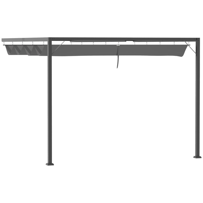 3(m) Outdoor Pergola Retractable Canopy Wall Mounted Gazebo Patio Shelter Sun Shade, Grey