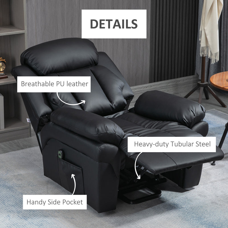 Lift Stand Assistance Chair Recliner Sofa PU Leather Extra Padded Design Electric Power w/ Remote Black
