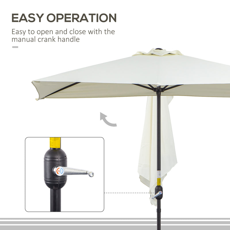 Balcony Half Parasol Semi Round Umbrella Patio Crank Handle (2.3m, Beige)- NO BASE INCLUDED