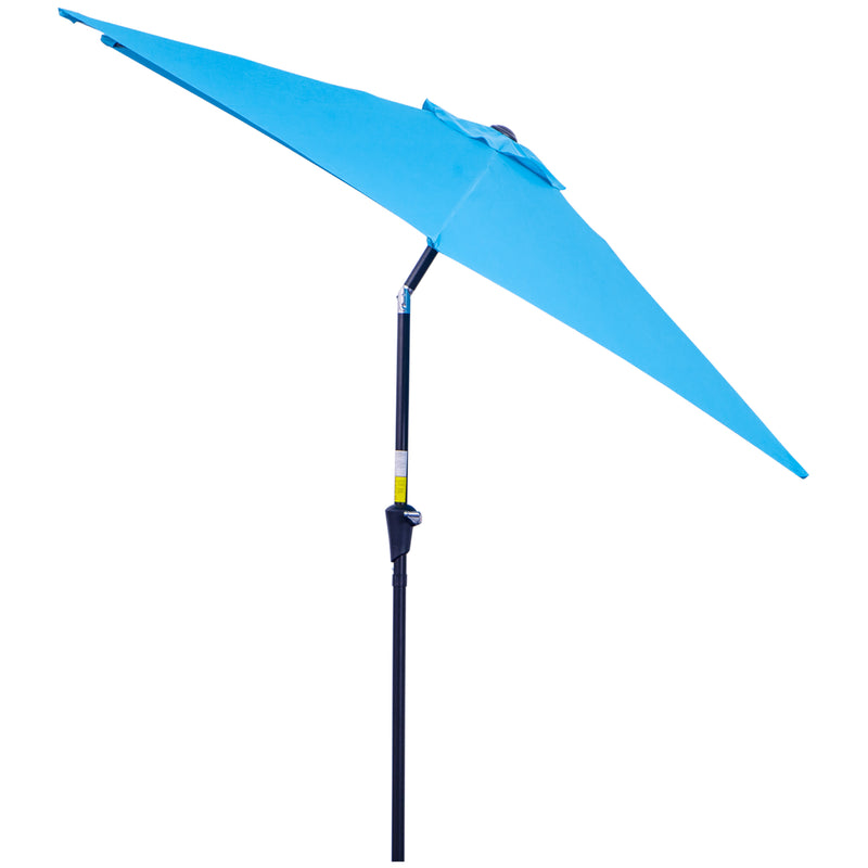 2.7M Patio Tilt Umbrella Sun Parasol Outdoor Garden Sun Shade Aluminium Frame with Crank（Blue）