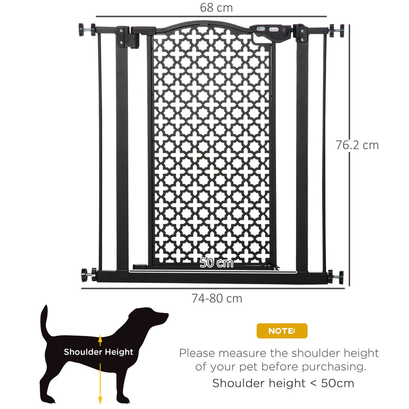 74-80 cm Pet Safety Gate Barrier Stair Pressure Fit with Auto Close and Double Locking for Doorways, Hallways, Black
