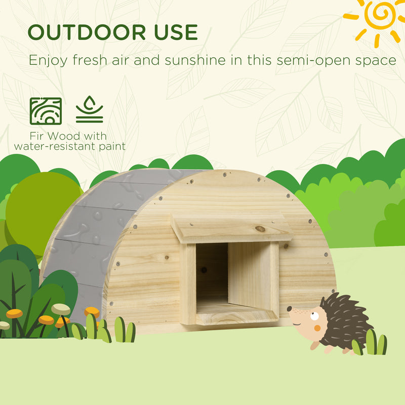 Wooden Hedgehog House Outdoor, Small Animal Shelter Hibernation Home, with 2 Doors, for Garden, 40 x 30.2 x 23.5 cm, Natural