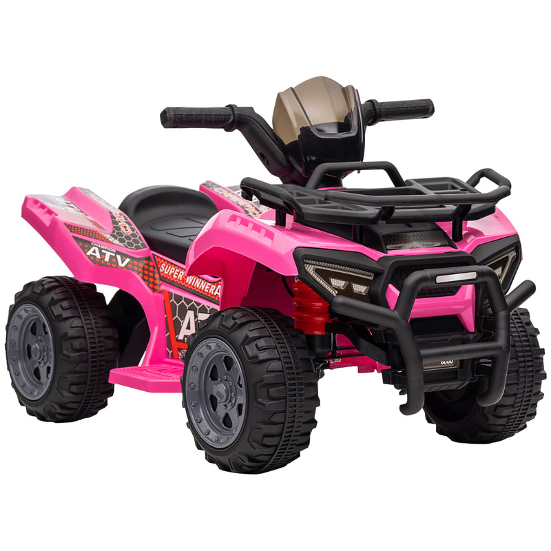 Kids Ride-on Four Wheeler ATV Car with Real Working Headlights, 6V Battery Powered Motorcycle for 18-36 Months, Pink