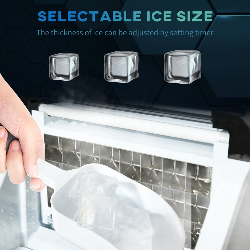 Ice Maker Machine, Counter Top Ice Cube Maker for Home, 20kg in 24 Hrs, 3.2L with Adjustable Cube Size, Self Cleaning Function, Ice Scoop
