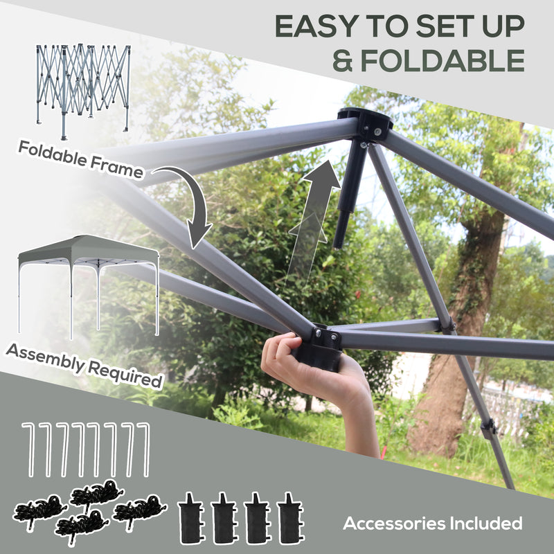 3 x 3 (M) Pop Up Gazebo, Foldable Canopy Tent with Carry Bag with Wheels and 4 Leg Weight Bags for Outdoor Garden Patio Party, Dark Grey