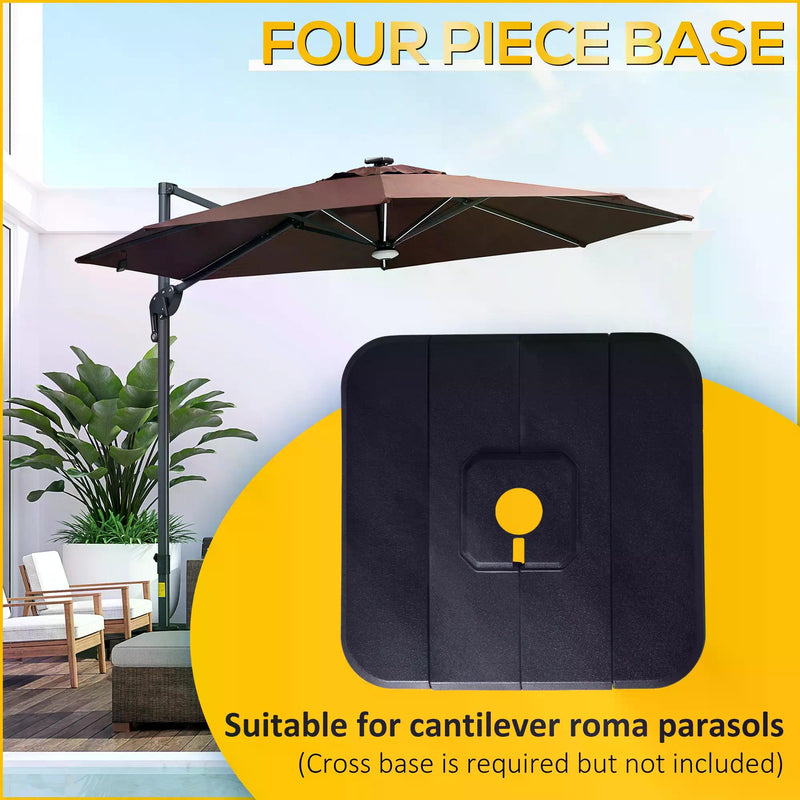 Set of 4 Cantilever Parasol Base Stand Outdoor Umbrella Weights, Can Be Filled with Sand or Water, Black