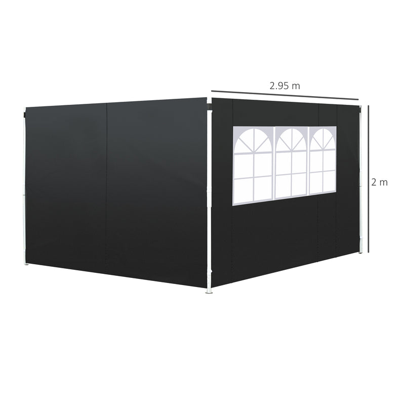 3m Gazebo Exchangeable Side Panels Wall-Black