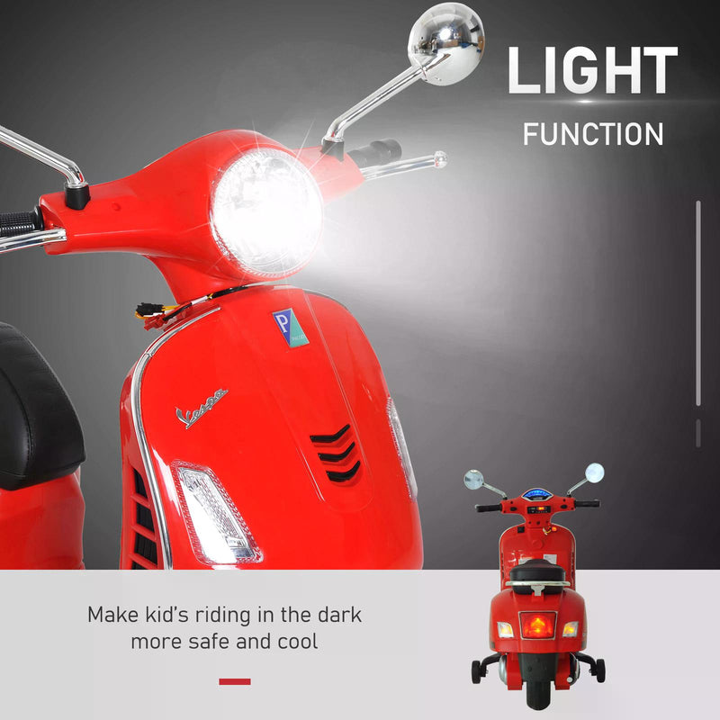 Kids Ride On Motorcycle, 6V, W/LED Lights-Red