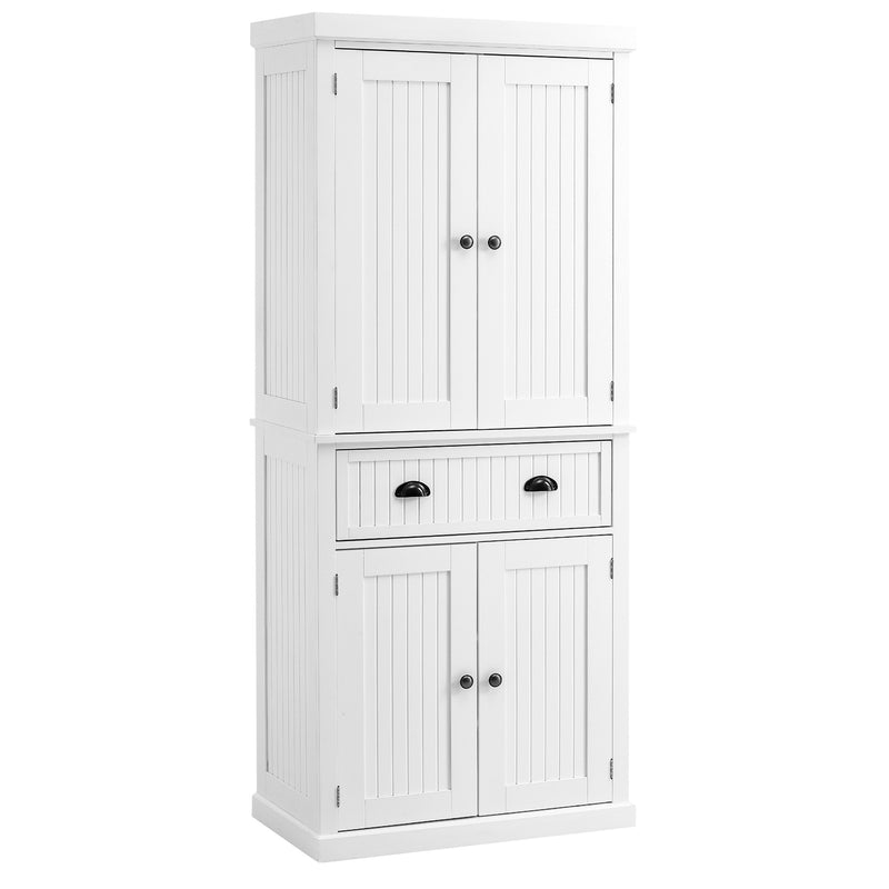 Traditional Kitchen Cupboard Freestanding Storage Cabinet with Drawer, Doors and Adjustable Shelves, White