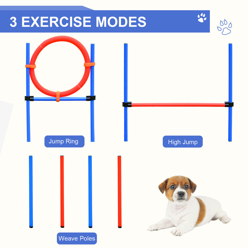 Pet Agility Training Equipment Dog Play Run Jump Obedience Training Set Adjustable (Pole + Hoop + Hurdle)