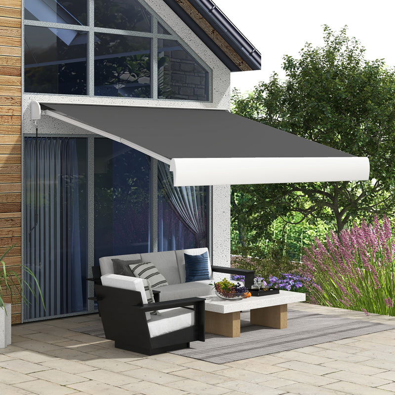 3 x 2.5m Electric Retractable Awning with Remote Controller, Aluminium Frame Sun Canopies for Patio Door Window