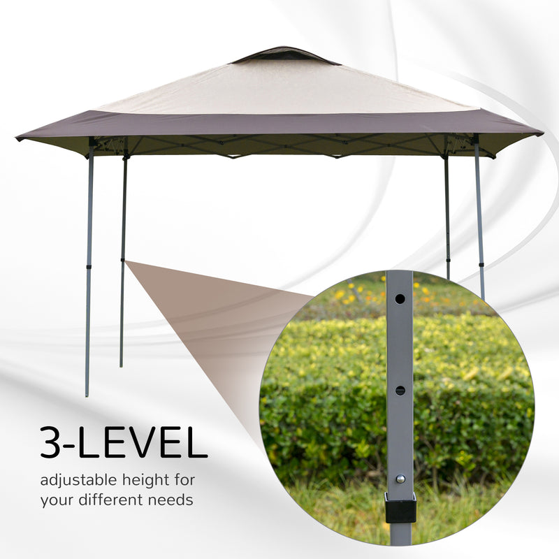 4 x 4m Pop-up Canopy Gazebo Tent with Roller Bag & Adjustable Legs Outdoor Party, Steel Frame, Brown