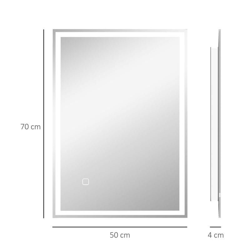 70 x 50cm LED Bathroom Mirror with Lights, Dimmable Makeup Mirror, Vanity Mirror with 3 Colour, Smart Touch, Anti-Fog