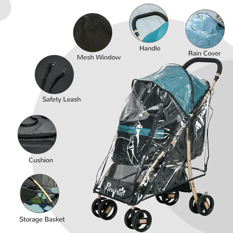 Oxfoad Pet Stroller for Small Minature Dogs with Rain Cover Dark Green