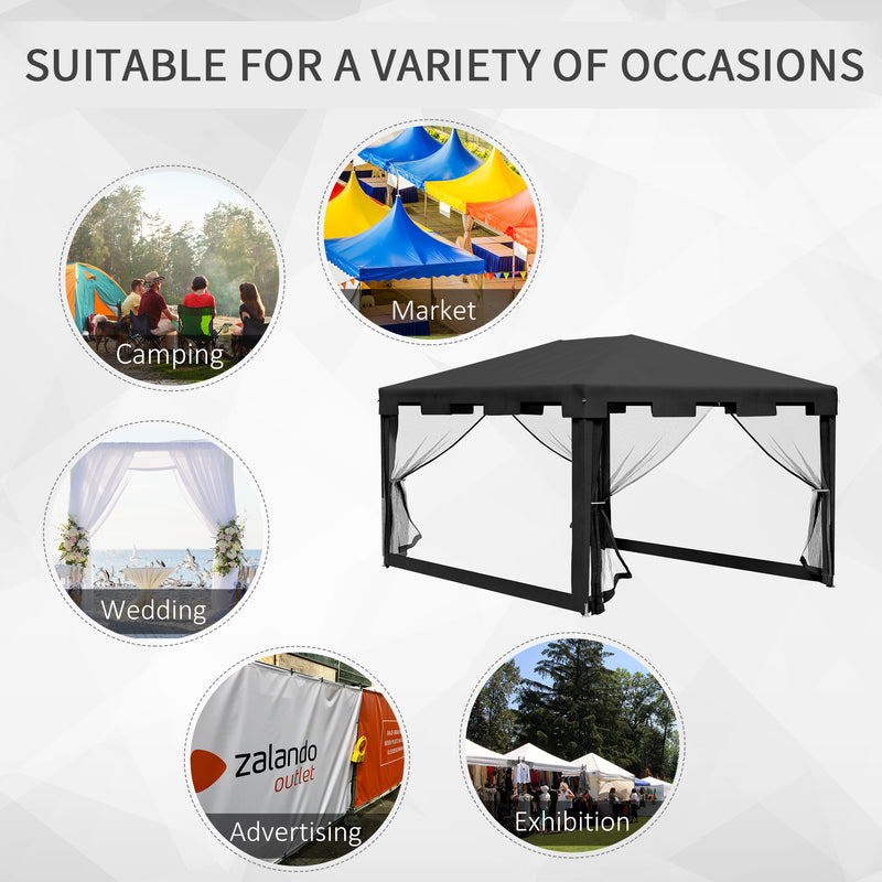 4 x 3 m Party Tent Wedding Gazebo Outdoor Waterproof PE Canopy Shade with Panel