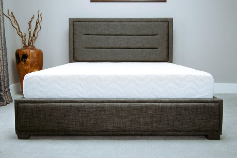 Knightsbridge Bed With Padded Headboard Grey - Double - Bedzy Limited Cheap affordable beds united kingdom england bedroom furniture