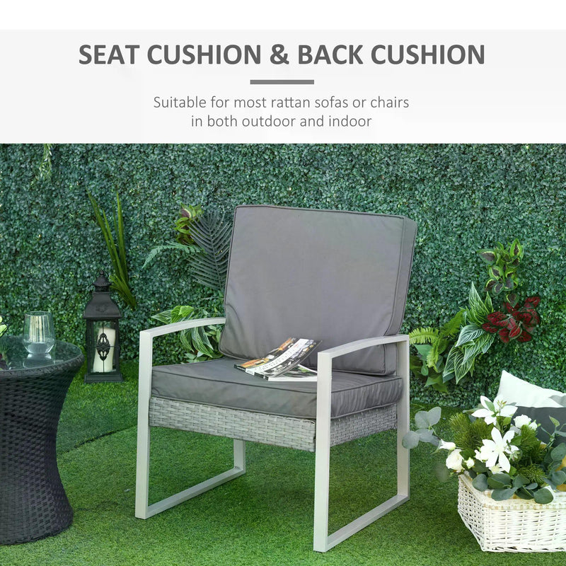 2 Piece Cushion 1 Seat Cushion 1 Back Pad for Rattan Sofa Chair, Indoor and Outdoor Use, Dark Grey