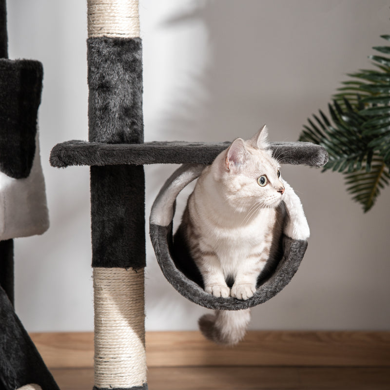 Cat Tree Kitten Condo Fun House Adjustable Grey & White