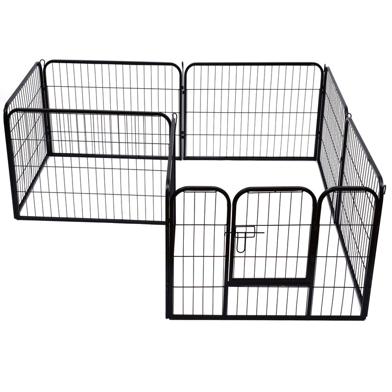 Heavy Duty Dog Pet Puppy Metal Playpen Play Pen Rabbit Pig Hutch Run Enclosure Foldable Black 80 x 60 cm (Small)