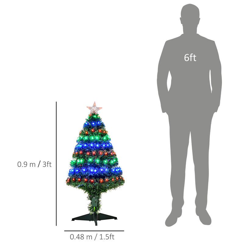 3ft 90cm Fiber Optic Xmas Tree Artificial Christmas Tree