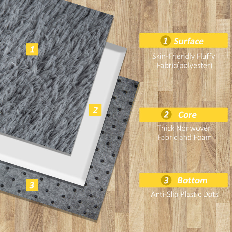 Grey Fluffy Rug, Shaggy Area Rugs Carpet for Living Room, Bedroom, Dining Room, 120x200 cm