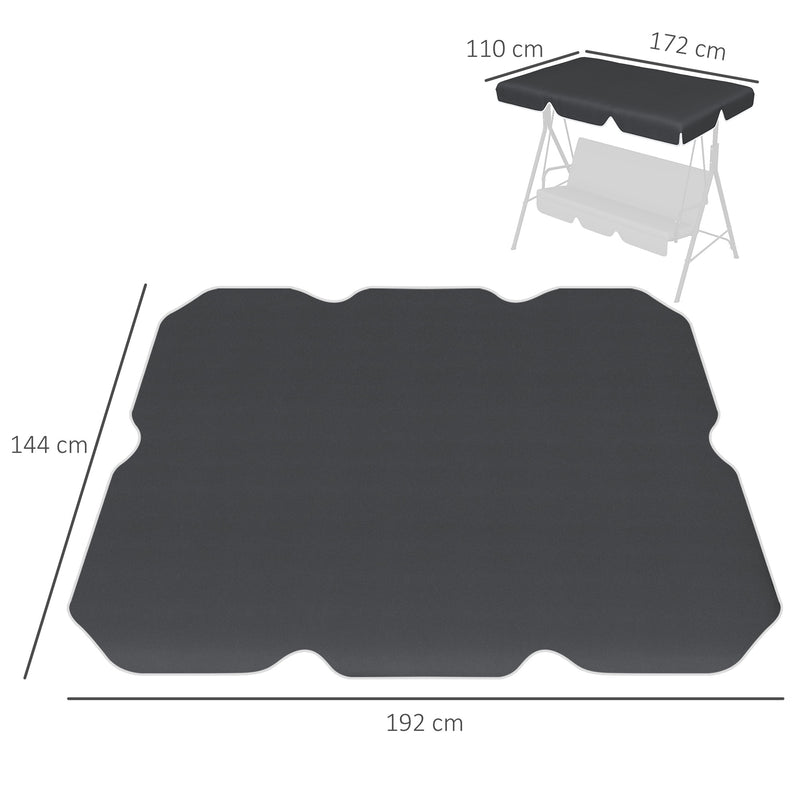 2 Seater Garden Swing Canopy Replacement Cover, UV50+ Sun Shade (Canopy Only), Black